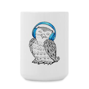 Eule mit Kopfhörern - Große Tasse 440 ml - Weiß - Vorne