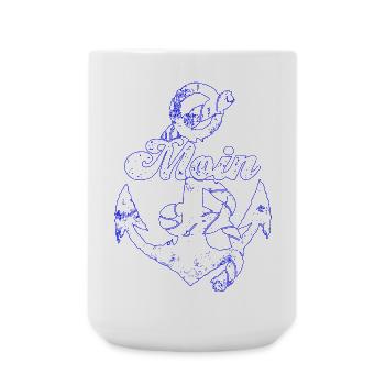 Moin mit Anker Vintage Design - Große Tasse 440 ml - Weiß - Vorne