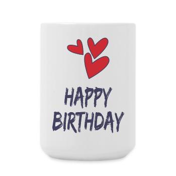 HAPPY BIRTHDAY. HAPPY BIRTHDAY. ANNIVERSARY. - Large Mug 440 ml - white - Front