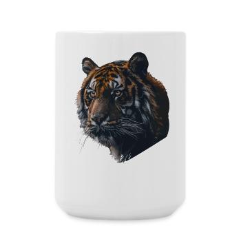 Wildkatze Tierporträt auf Premium Stoff - Große Tasse 440 ml - Weiß - Vorne