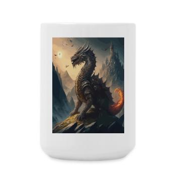 Drachenkrieger Schwarzrot Illustration - Große Tasse 440 ml - Weiß - Vorne