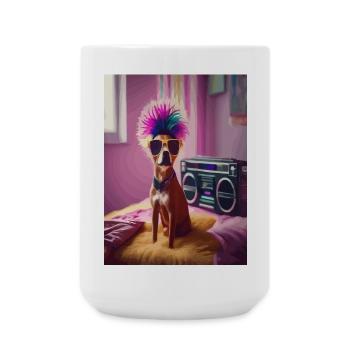Punk-Hund mit Sonnenbrille und Boombox - Große Tasse 440 ml - Weiß - Vorne