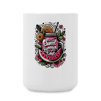 Sommerliche Fruchttrinktasche - Große Tasse 440 ml - Weiß - Vorne