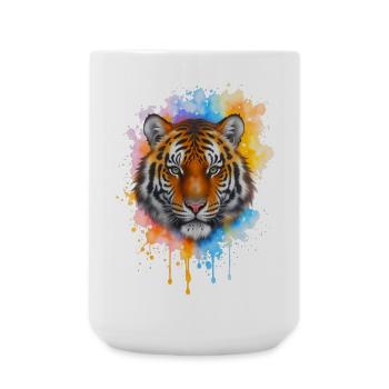 Portrait du tigre à l’aquarelle - Grande tasse 440 ml - blanc - Devant