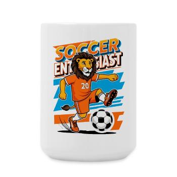 Lion Soccer Player - Large Mug 440 ml - white - Front