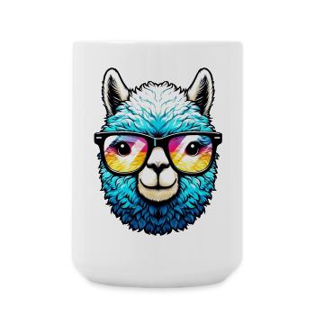 Alpaga avec lunettes de soleil - Grande tasse 440 ml - blanc - Devant
