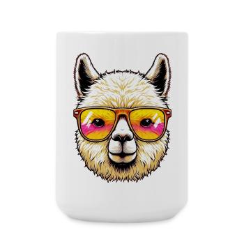 Alpaca with Sunglasses - Large Mug 440 ml - white - Front