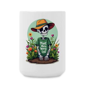 PLANT MORE WORRY LESS - Large Mug 440 ml - white - Front