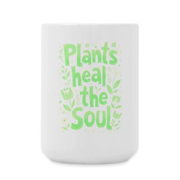 PLANTS HEAL THE SOUL - Large Mug 440 ml - white - Front
