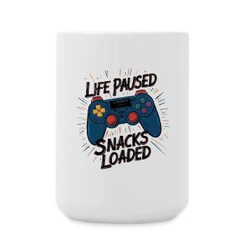 Life Paused, Snacks Loaded - Große Tasse 440 ml - Weiß - Vorne