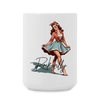 Rockabilly Style Outfit Frau barfuß Retro Geschenk - Große Tasse 440 ml - Weiß - Vorne