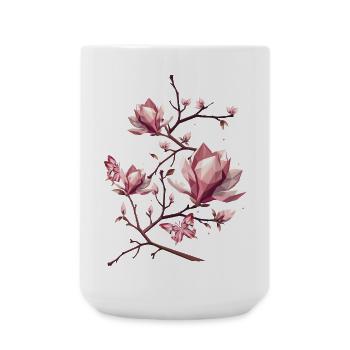 Magnolias and butterflies – delicate beauty - Large Mug 440 ml - white - Front