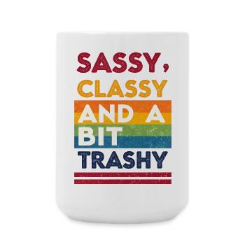 gay pride lgbtqIA+ t-shirt sassy classy and a bit - Large Mug 440 ml - white - Front