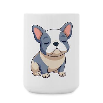 Blue and beige French bulldog sleeping - Large Mug 440 ml - white - Front