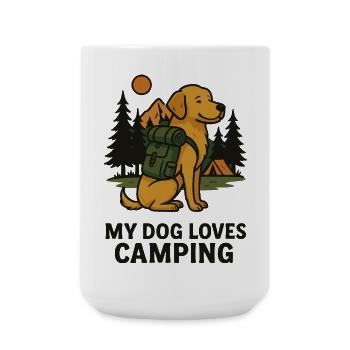 MY DOG LOVES CAMPING - Große Tasse 440 ml - Weiß - Vorne