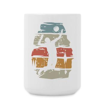 retro Volleyball Spieler - Ball Angriff scratch - Große Tasse 440 ml - Weiß - Vorne