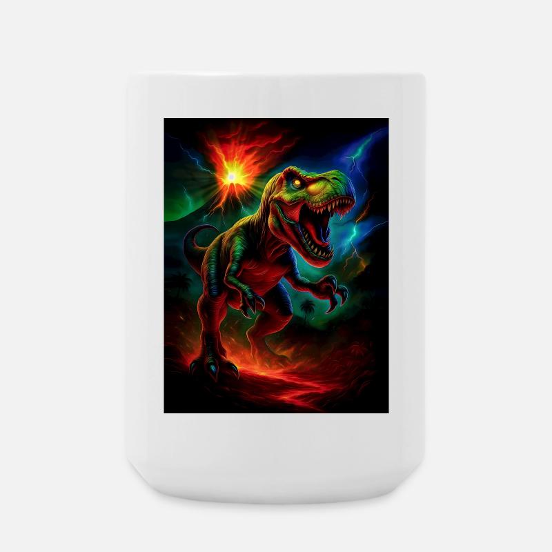 Volcano Tyrant in Neon Fire - Large Mug 440 ml - white