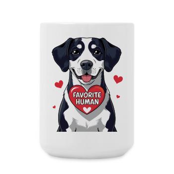 Dog with Heart Favorite Person Message - Large Mug 440 ml - white - Front
