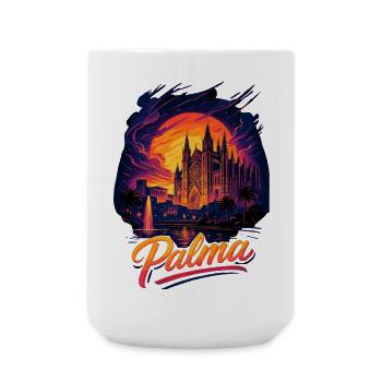 Palma Hauptstadt Mallorca Silhouette Geschenk - Große Tasse 440 ml - Weiß - Vorne