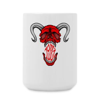 "HELLSKULL – Dämonisches Gebrüll" - Große Tasse 440 ml - Weiß - Vorne