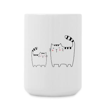 Katzen Familie Katze Kätzchen - Große Tasse 440 ml - Weiß - Vorne