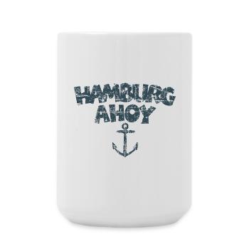 Hamburg Ahoy Anker (Vintage/Blau) - Große Tasse 440 ml - Weiß - Vorne