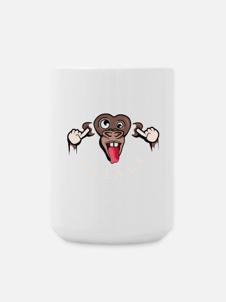 funny monkey lalala symbol illustration tongue - Large Mug 440 ml - white