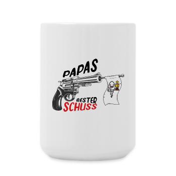 Papas Bester Schuss Lustig Geschenk Shirt - Große Tasse 440 ml - Weiß - Vorne