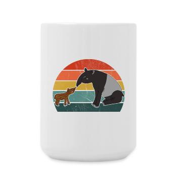 Tapir Familie Mutter Kind Baby Vintage Geschenk - Große Tasse 440 ml - Weiß - Vorne