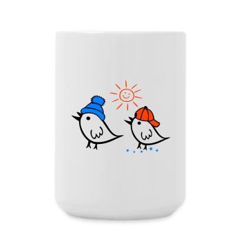 Sparrow, Sun, Spring - Large Mug 440 ml - white - Front