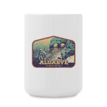 Retro-Abzeichen, Algarve Portugal, Strand Sommersonne - Große Tasse 440 ml - Weiß - Vorne