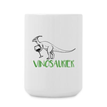 Vinosaurier – lustiges Weinmotiv - Große Tasse 440 ml - Weiß - Vorne