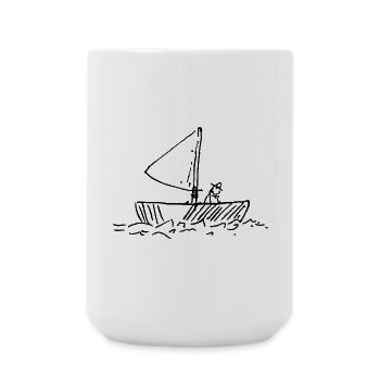 Fishermen in the boat - Large Mug 440 ml - white - Front
