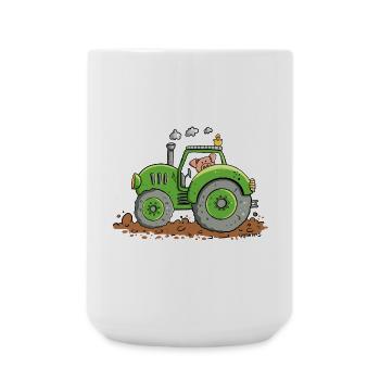 Pig Drives Tractor I Farm Animals Bulldog - Large Mug 440 ml - white - Front