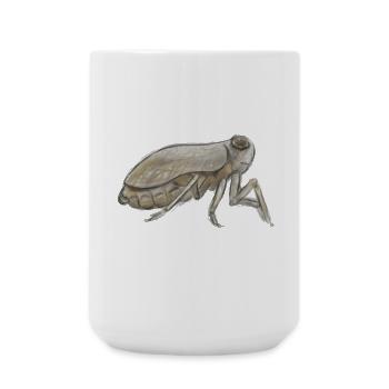 Croquis à l’encre de cigale en tons terreux - Grande tasse 440 ml - blanc - Devant