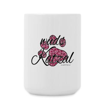 wüds Katzal-wilde Katze, Österreichischer Dialekt - Große Tasse 440 ml - Weiß - Vorne