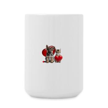 Amour animalier sans Saint-Valentin - Grande tasse 440 ml - blanc - Devant