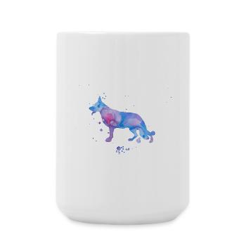 Aquarelle Licorne Look Berger Allemand - Grande tasse 440 ml - blanc - Devant
