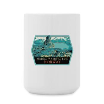 Anderdalen Landscape Badge: Norwegian Nature - Large Mug 440 ml - white - Front