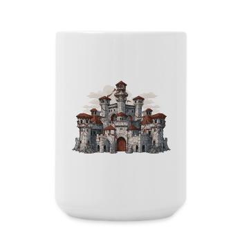 T-shirt de RPG fantastique Medieval Castle Fortress - Grande tasse 440 ml - blanc - Devant