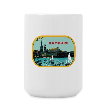 River Hamburg: Sailboat Illustration - Large Mug 440 ml - white - Front
