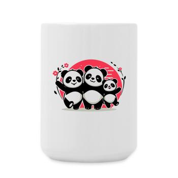 Pandas Family - 1 parent 2 children - Large Mug 440 ml - white - Front