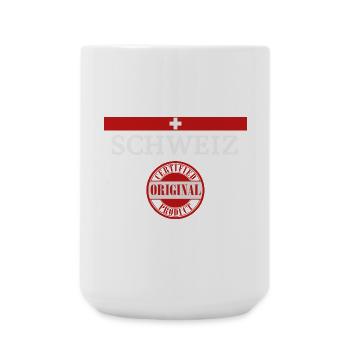 Flagge der Schweiz, Schweizer Stolz - Große Tasse 440 ml - Weiß - Vorne