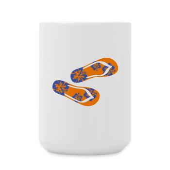 Slippers Hawaii Flip Flops Holiday Summer Flower Fun - Large Mug 440 ml - white - Front