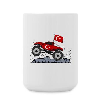 Monster Truck Drapeau de la Turquie - Grande tasse 440 ml - blanc - Devant