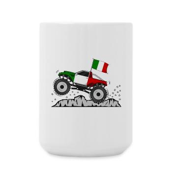 Italien Flagge Monstertruck  - Große Tasse 440 ml - Weiß - Vorne
