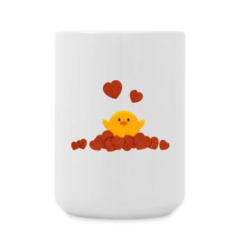 Petit canard entouré de cœurs - Grande tasse 440 ml - blanc - Devant
