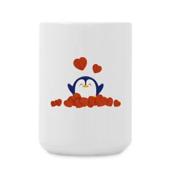 Cute penguin surrounded by heart - Large Mug 440 ml - white - Front