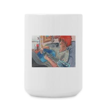 Guitare bleue - Grande tasse 440 ml - blanc - Devant