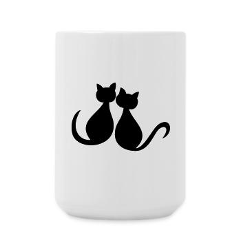 Katzen Liebe Valentinstag Kuschelkatzen Miau - Große Tasse 440 ml - Weiß - Vorne
